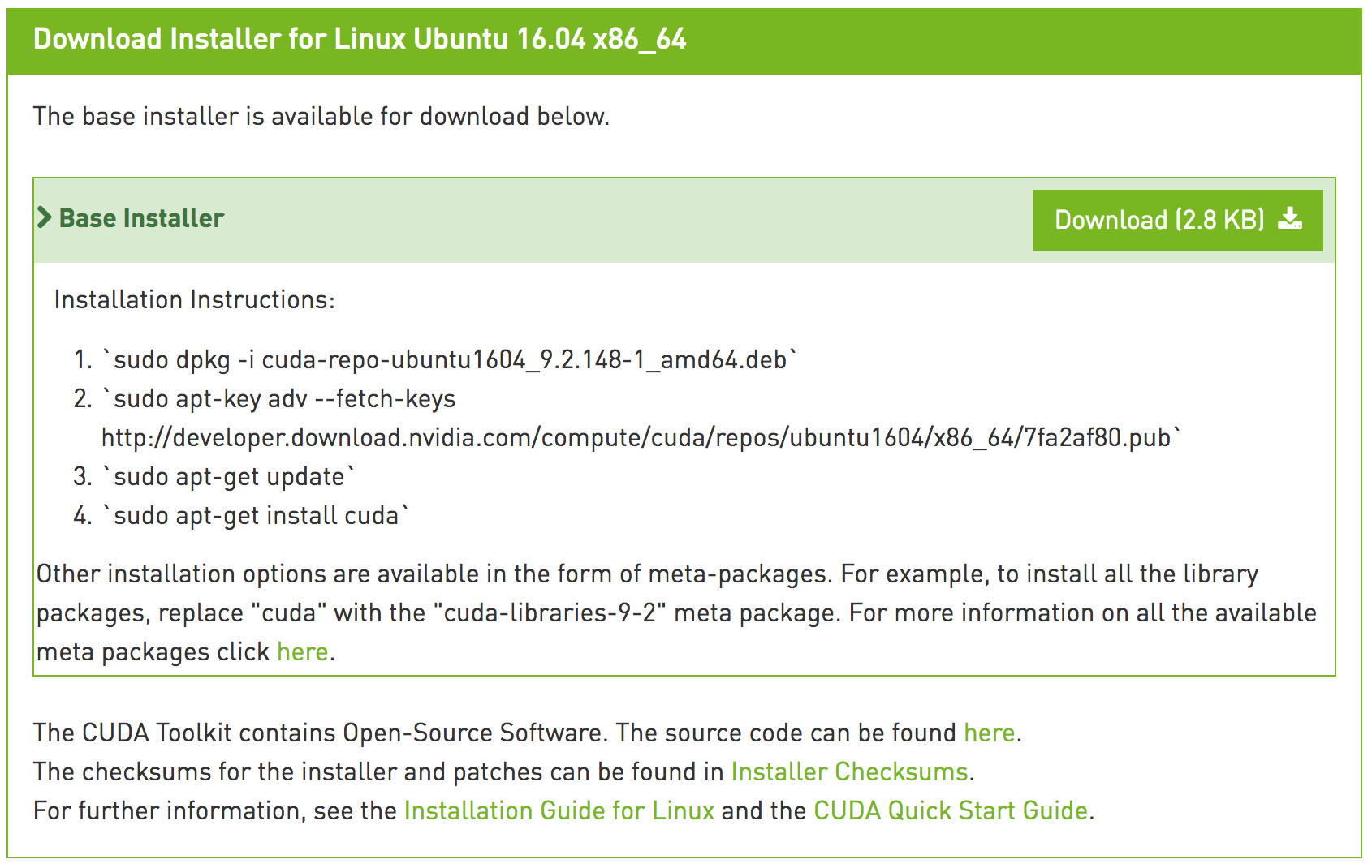 ubuntu 16.04 install cuda